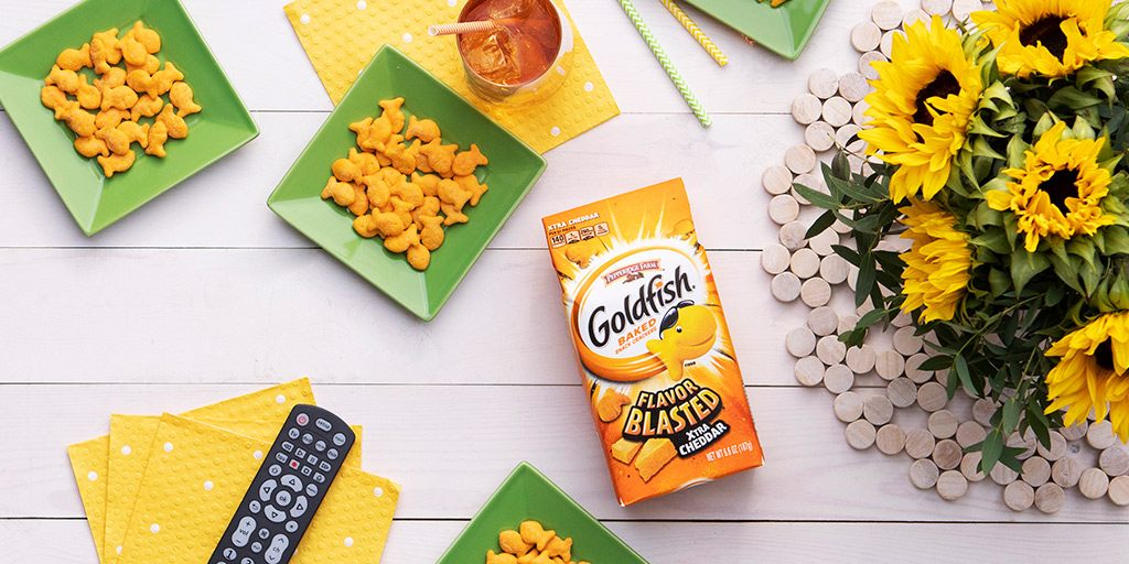 goldfish on tables with flowers