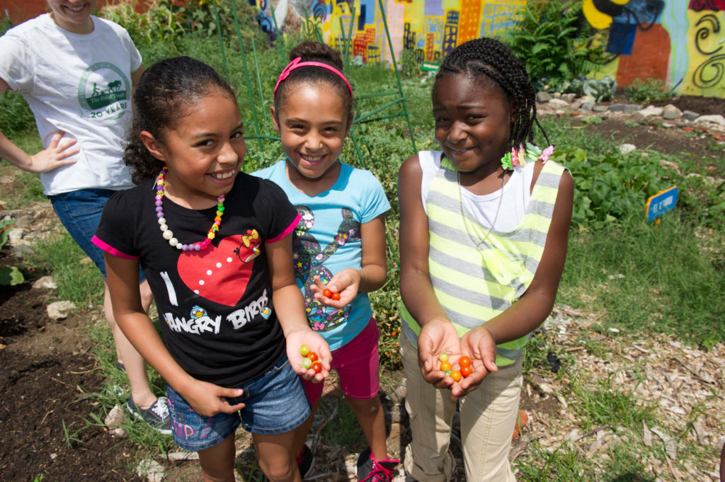 children in garden